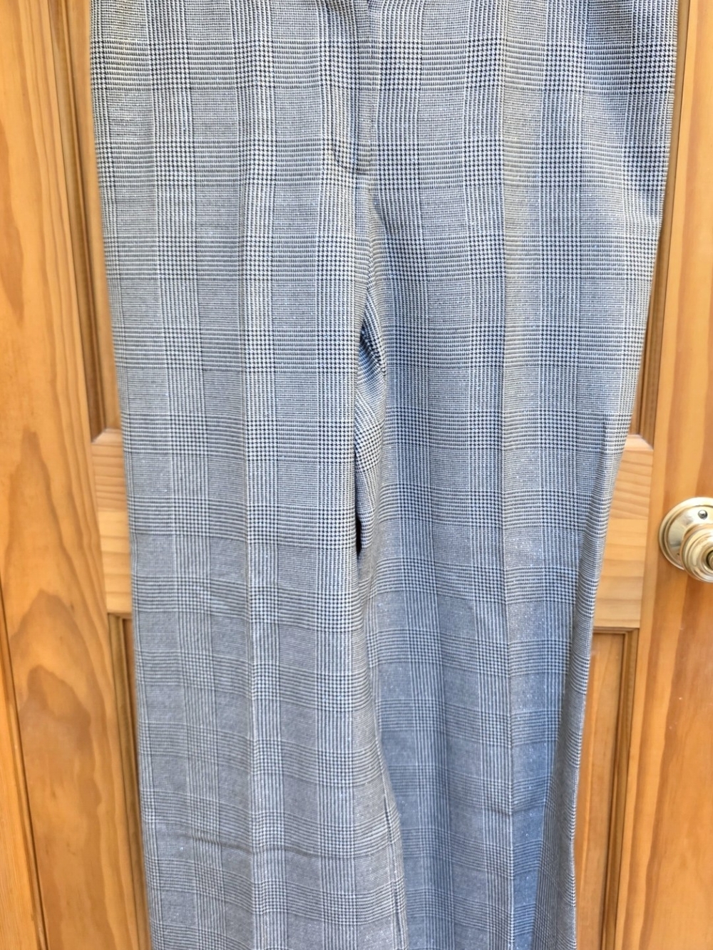 Chico's Blk/Wht Plaid Wide-Leg Trousers